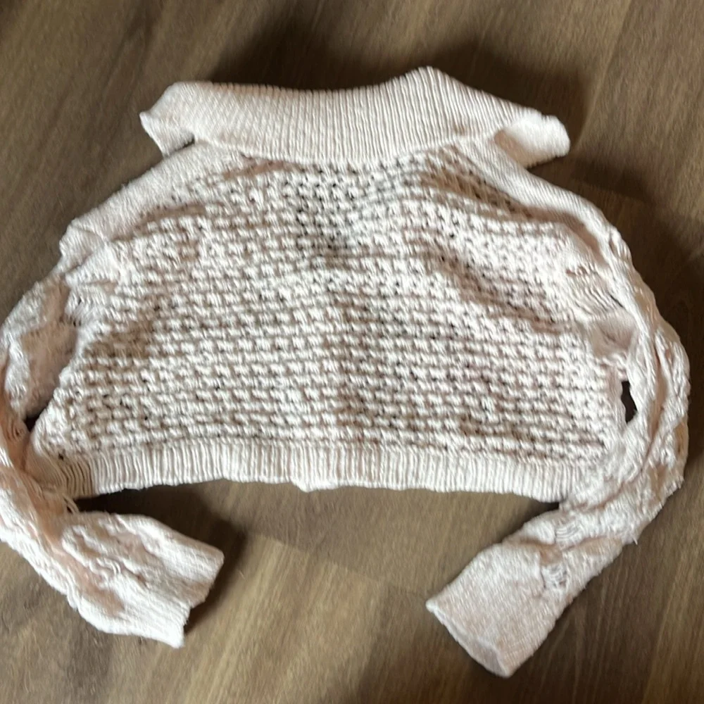 Free people long sleeve crochet crop top